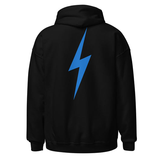 Lightning Bolt Unisex Hoodie Black/Blue - Back